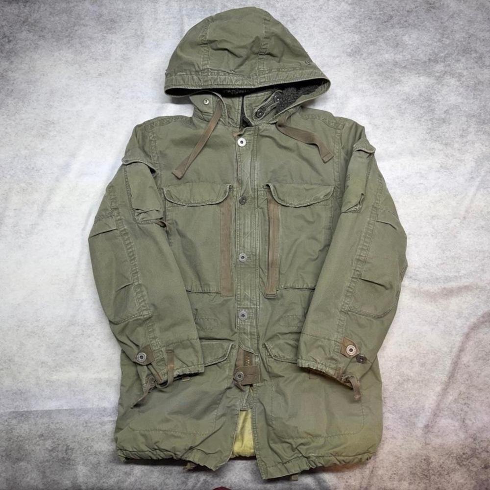 Vintage Gap GI Cold Weather Parka Hooded Military Jacket Green Mens Large Y2K